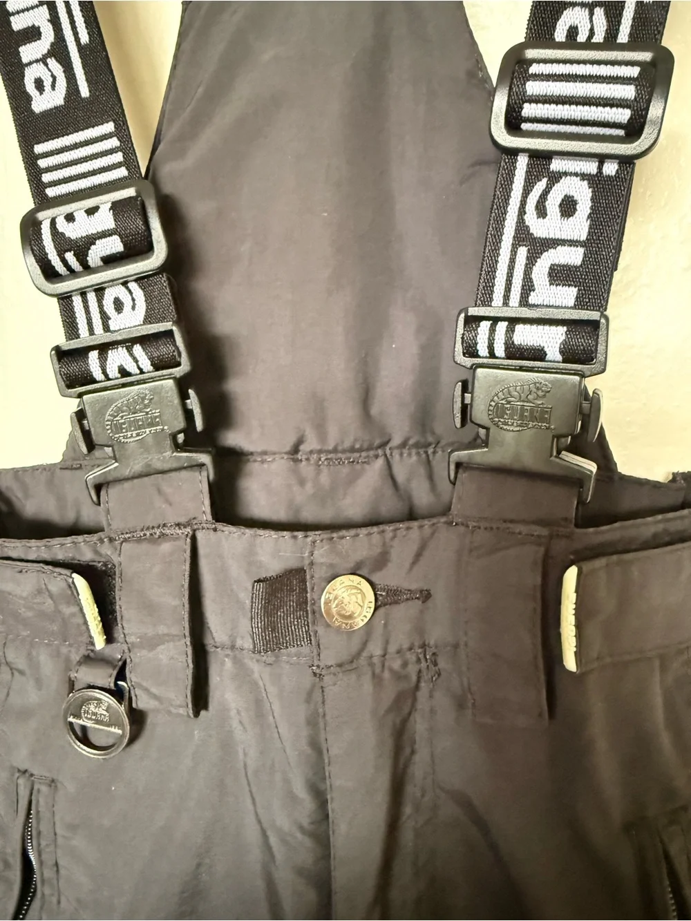 Children's Iguana Black Snow Bibs with Elastic Suspenders